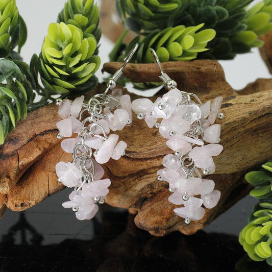 Hand made Chandelier Chip Earrings || Silver Plated-Nature's Treasures