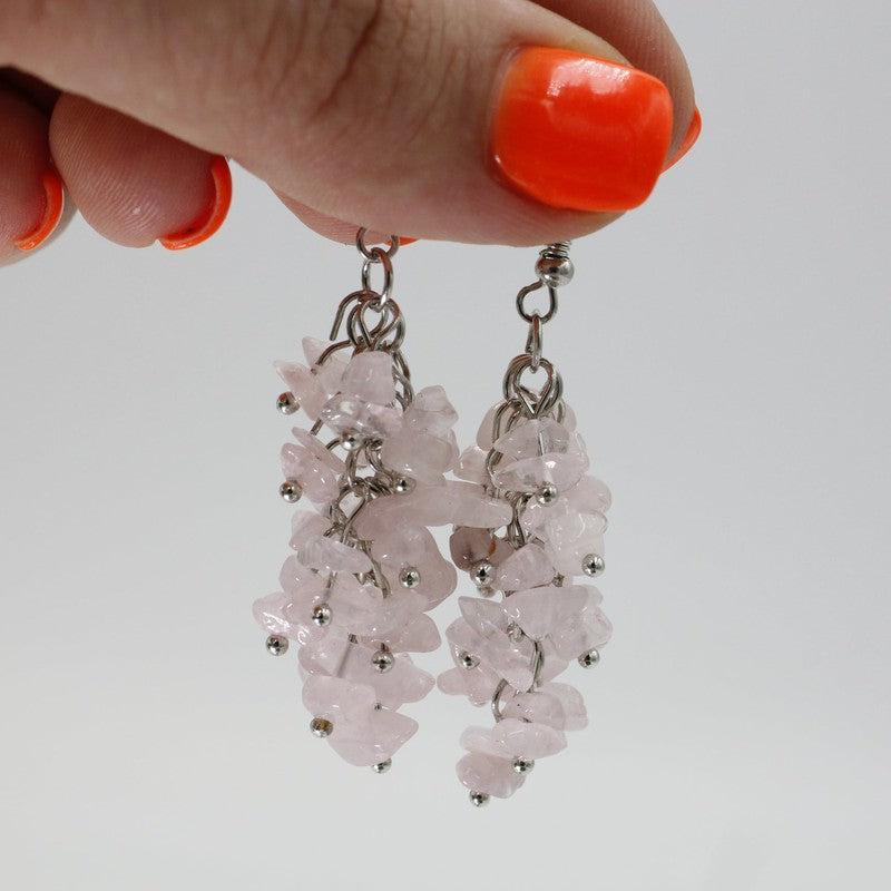 Hand made Chandelier Chip Earrings || Silver Plated-Nature's Treasures