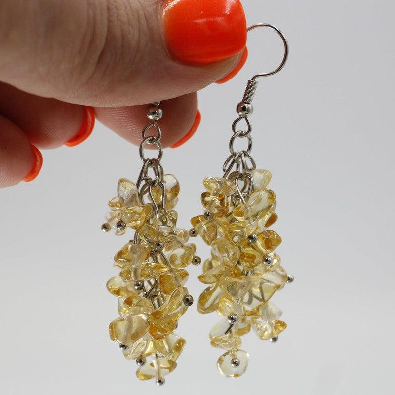 Hand made Chandelier Chip Earrings || Silver Plated-Nature's Treasures