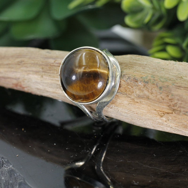 Handmade Dome Tri-Metal Stone Adjustable Rings || Peru-Nature's Treasures