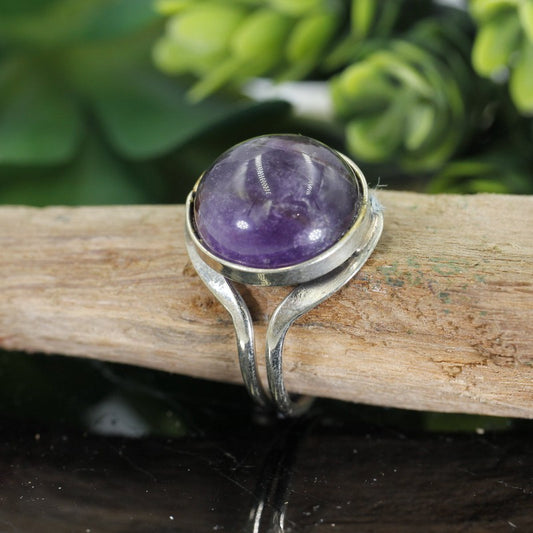 Handmade Dome Tri-Metal Stone Adjustable Rings || Peru-Nature's Treasures