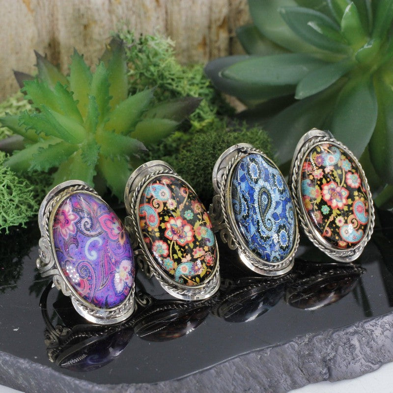 Handmade Long Finger Tri-Metal Adjustable Rings || Peru-Nature's Treasures