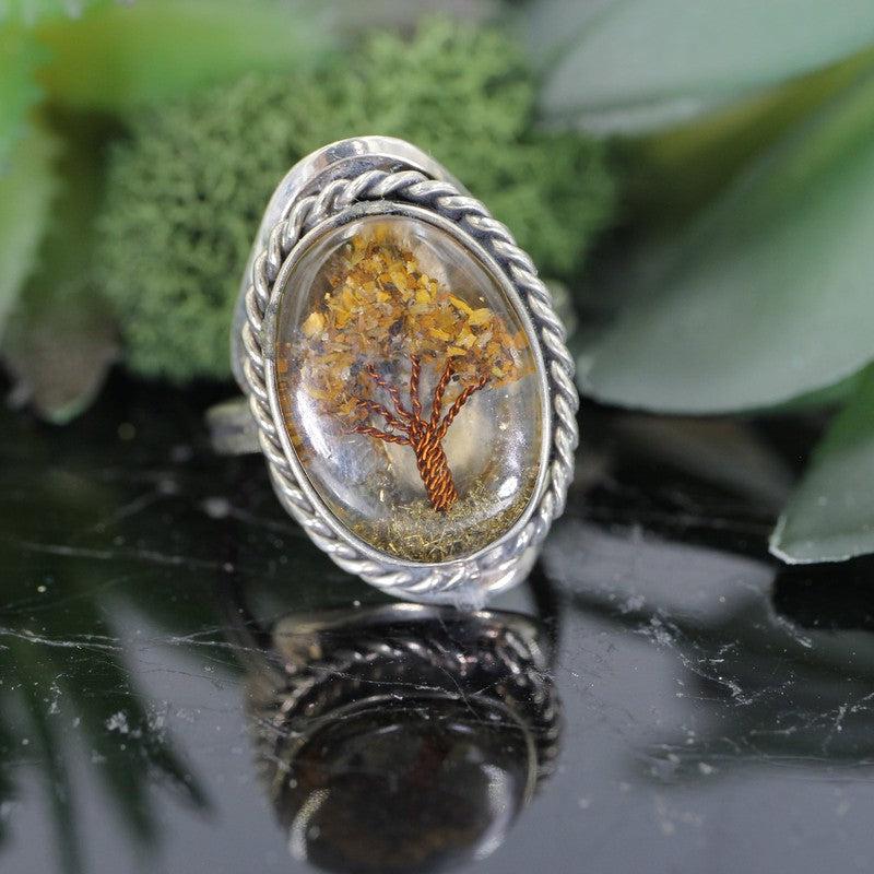 Handmade Tri-Metal Resin Stone Adjustable Rings || Peru-Nature's Treasures