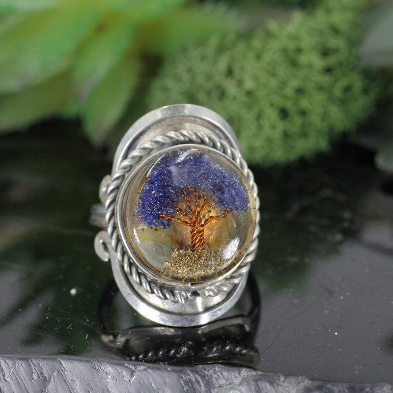 Handmade Tri-Metal Resin Stone Adjustable Rings || Peru-Nature's Treasures