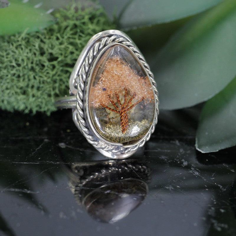 Handmade Tri-Metal Resin Stone Adjustable Rings || Peru-Nature's Treasures