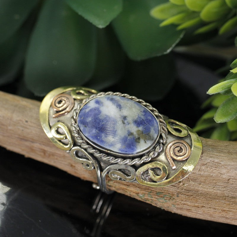 Handmade Tri-Metal Stone Adjustable Rings || Peru-Nature's Treasures