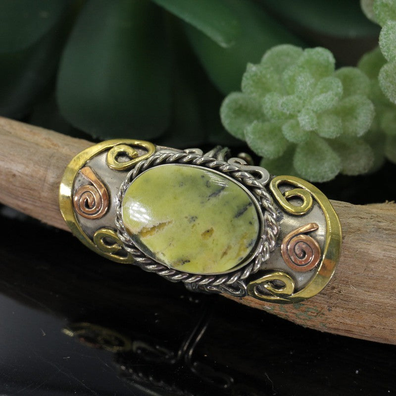 Handmade Tri-Metal Stone Adjustable Rings || Peru-Nature's Treasures