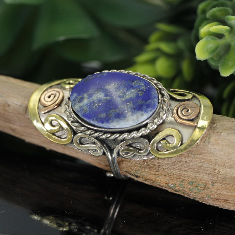 Handmade Tri-Metal Stone Adjustable Rings || Peru-Nature's Treasures