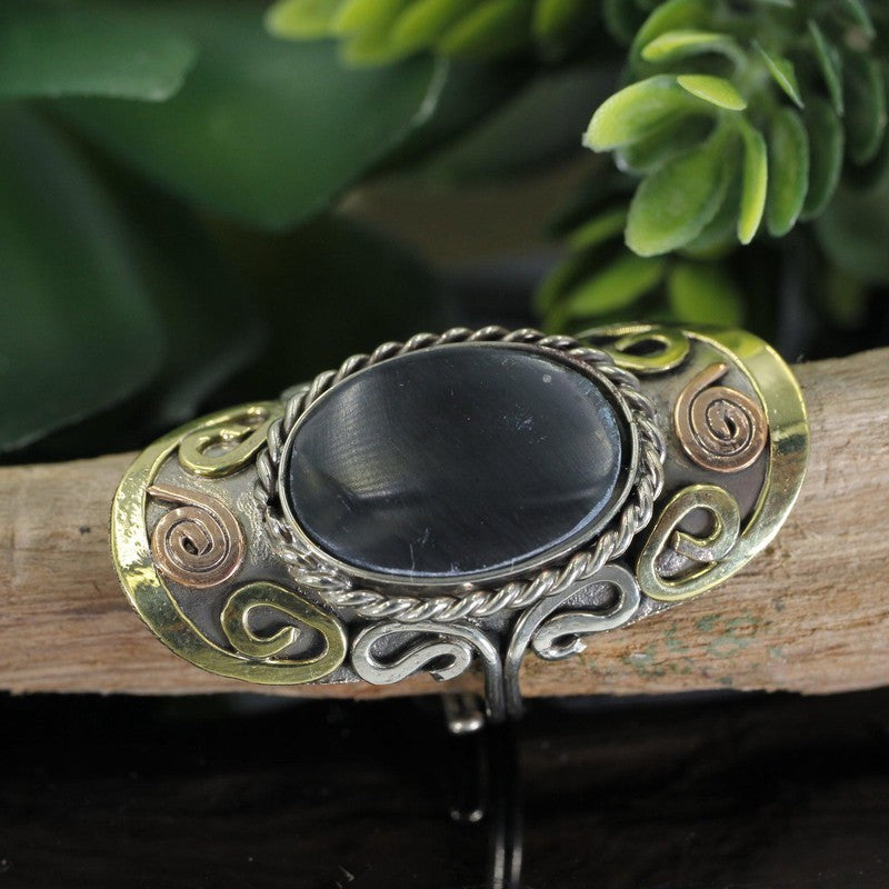 Handmade Tri-Metal Stone Adjustable Rings || Peru-Nature's Treasures