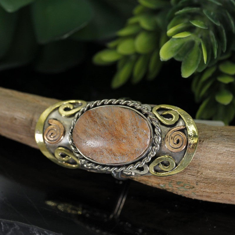 Handmade Tri-Metal Stone Adjustable Rings || Peru-Nature's Treasures