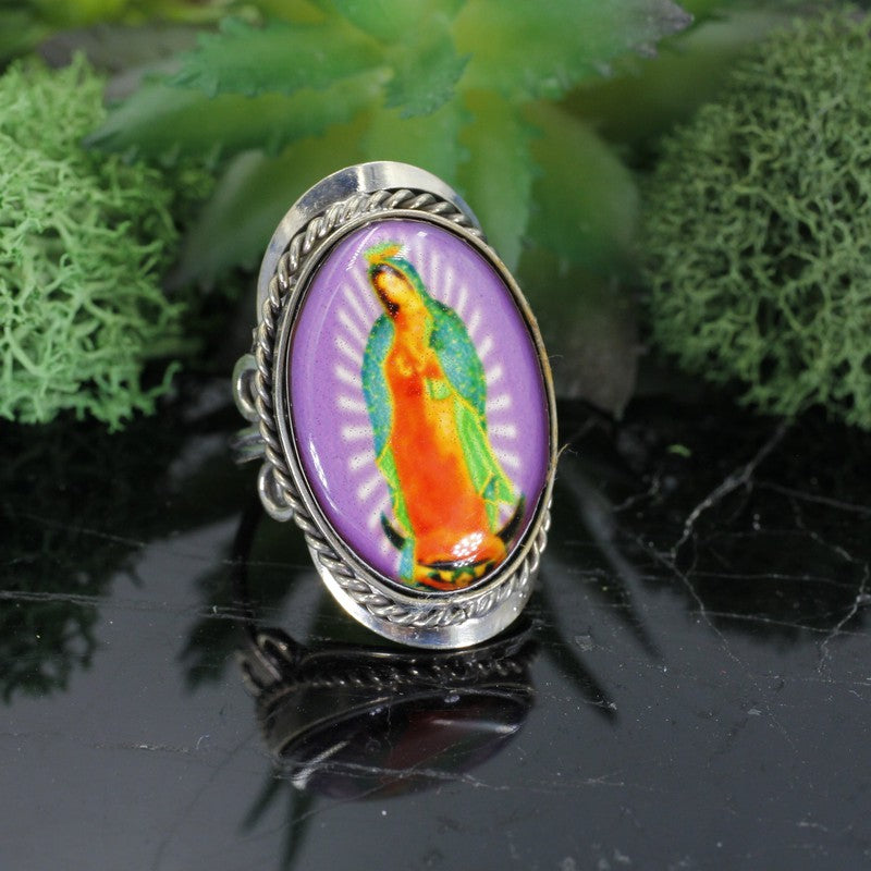 Handmade Virgin Mary Tri-Metal Adjustable Rings || Peru-Nature's Treasures