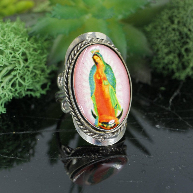 Handmade Virgin Mary Tri-Metal Adjustable Rings || Peru-Nature's Treasures