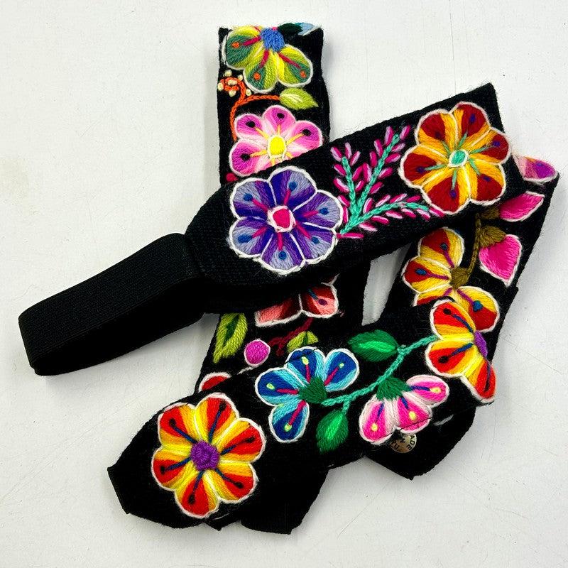 Handwoven Peruvian Floral Black Hair Bands || Hair Accessories-Nature's Treasures