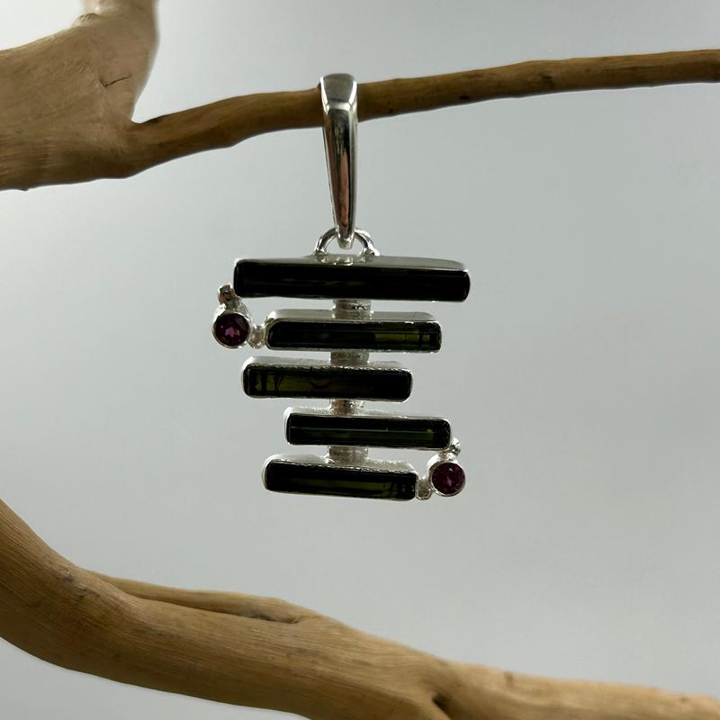 Harmonious Green and Pink Tourmaline Pendant || .925 Sterling Silver-Nature's Treasures