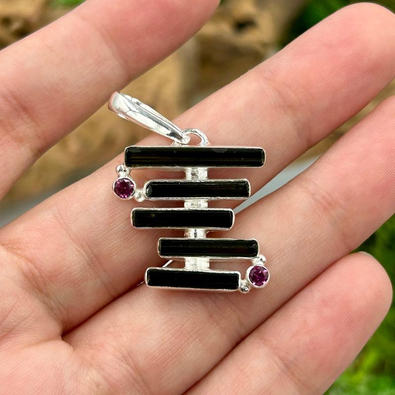 Harmonious Green and Pink Tourmaline Pendant || .925 Sterling Silver-Nature's Treasures