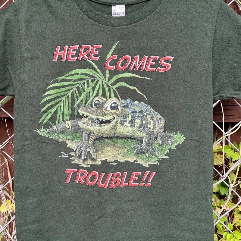 "Here Comes Trouble" Alligator Friend Kid's T-Shirts w/ Nature's Treasures-Nature's Treasures