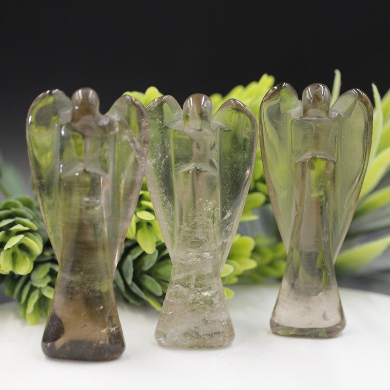 High-Grade Polished Smoky Quartz Angel Carvings From Brazil-Nature's Treasures