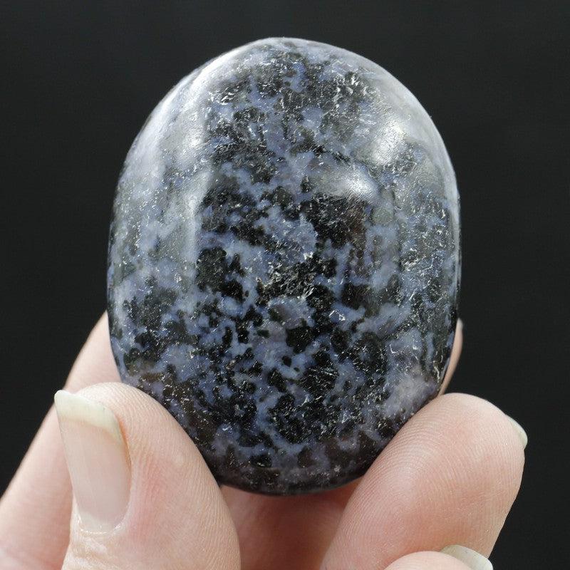 Indigo Gabbro Mystic Merlinite Palm Stones || India-Nature's Treasures