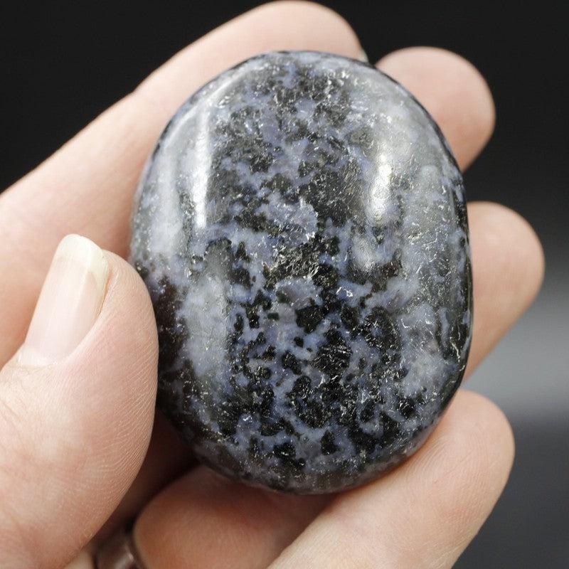 Indigo Gabbro Mystic Merlinite Palm Stones || India-Nature's Treasures