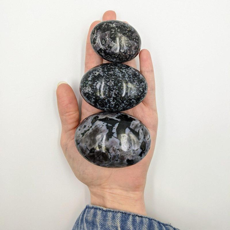 Indigo Gabbro Mystic Merlinite Palm Stones || Madagascar-Nature's Treasures