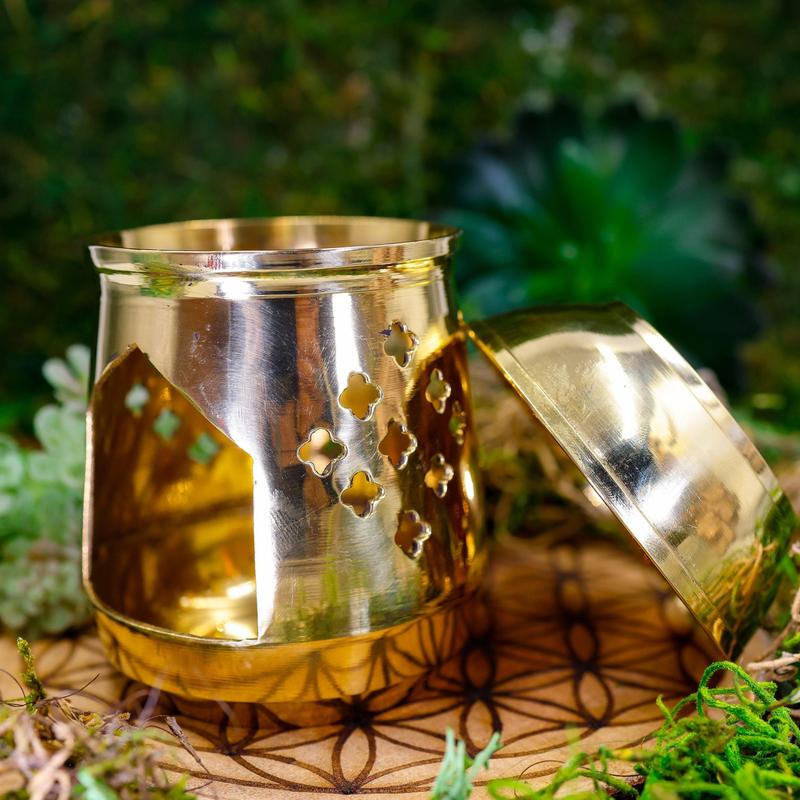 Jali Cut Brass Lamp || Resin & Candle Holder-Nature's Treasures
