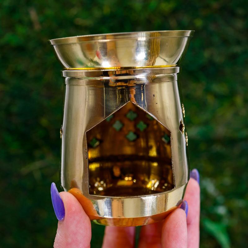 Jali Cut Brass Lamp || Resin & Candle Holder-Nature's Treasures