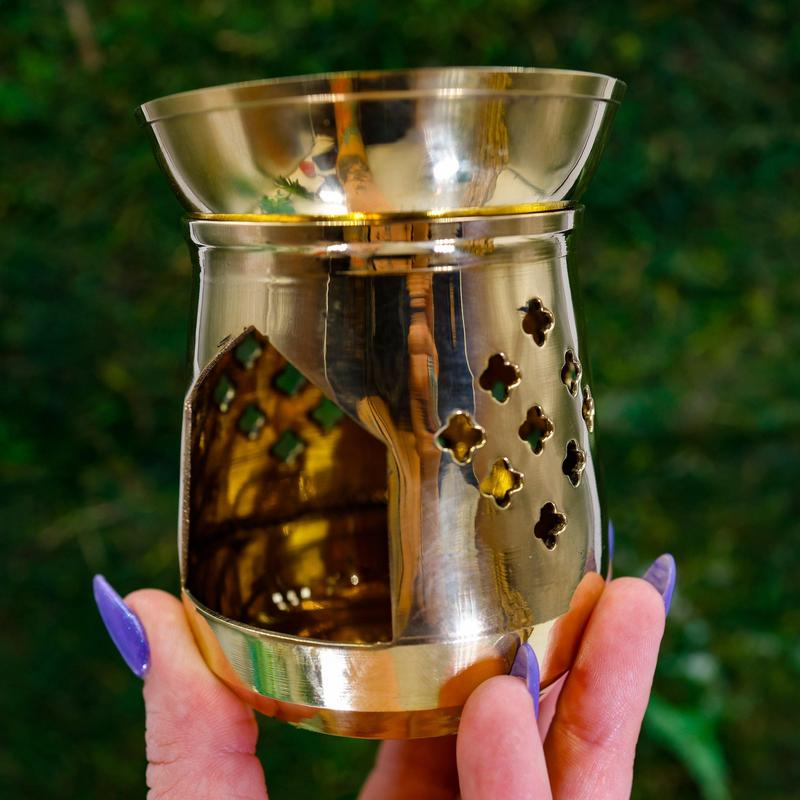 Jali Cut Brass Lamp || Resin & Candle Holder-Nature's Treasures