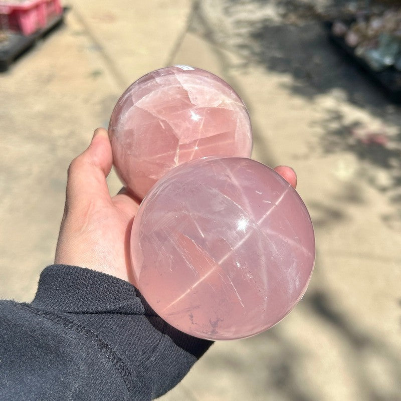 Jumbo 6 Star Rose Quartz Spheres 90 MM To 150 MM || Madagascar-Nature's Treasures