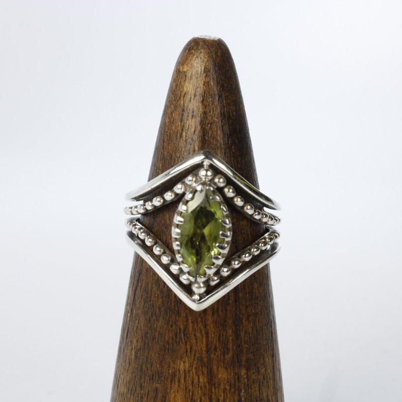 Knightess Shield Peridot Ring || .925 Sterling Silver || Joy, Love, Blessings-Nature's Treasures