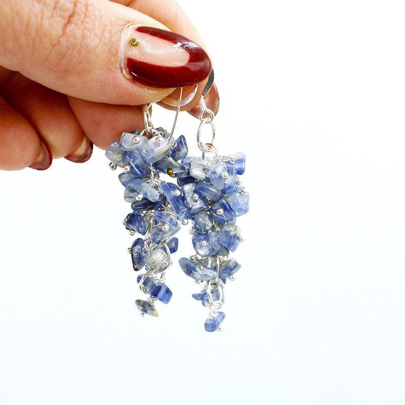 Kyanite Chandelier Chip Earrings || Silver Plated French Hook-Nature's Treasures