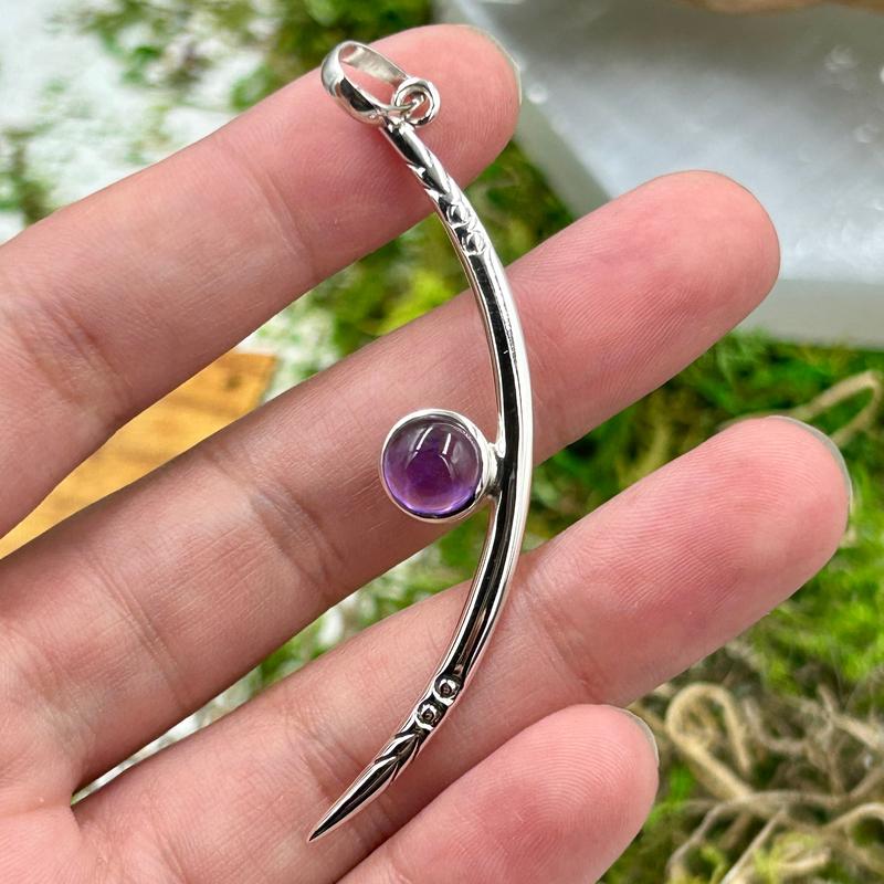 La Luna Moon Amethyst Pendants || .925 Sterling Silver-Nature's Treasures