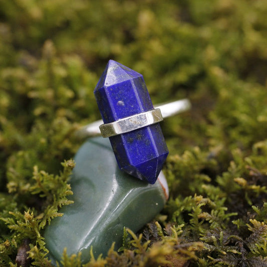 Lapis Lazuli Ring | Lapis Lazuli Jewelry from Afghanistan | Double Terminated Crystal Point Ring-Nature's Treasures