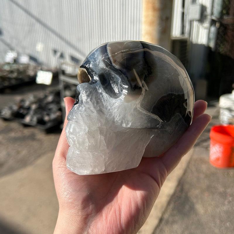 Large Agate With Quartz Skull Carving || Trunk Show-Nature's Treasures