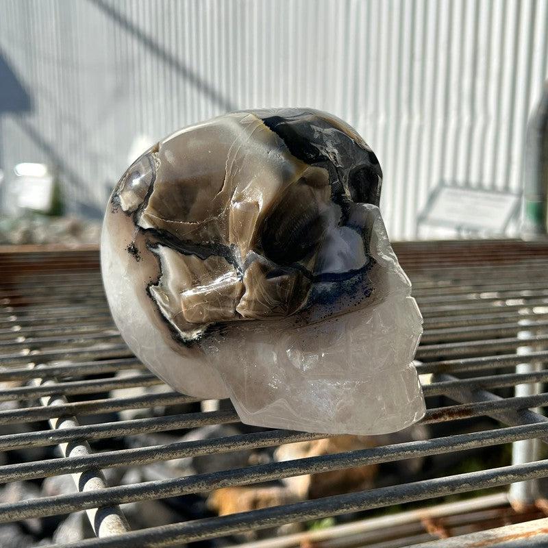 Large Agate With Quartz Skull Carving || Trunk Show-Nature's Treasures