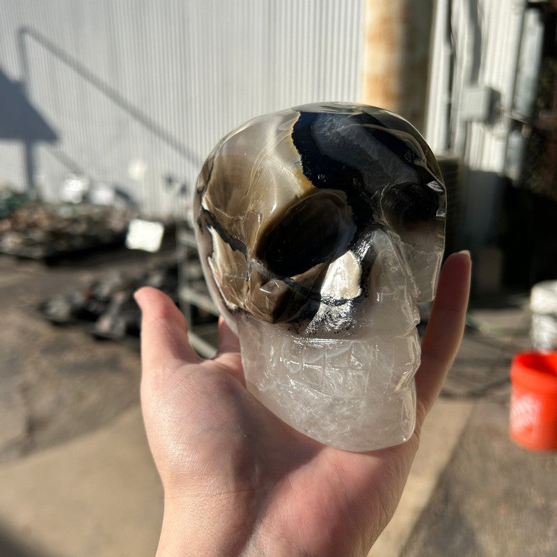 Large Agate With Quartz Skull Carving || Trunk Show-Nature's Treasures
