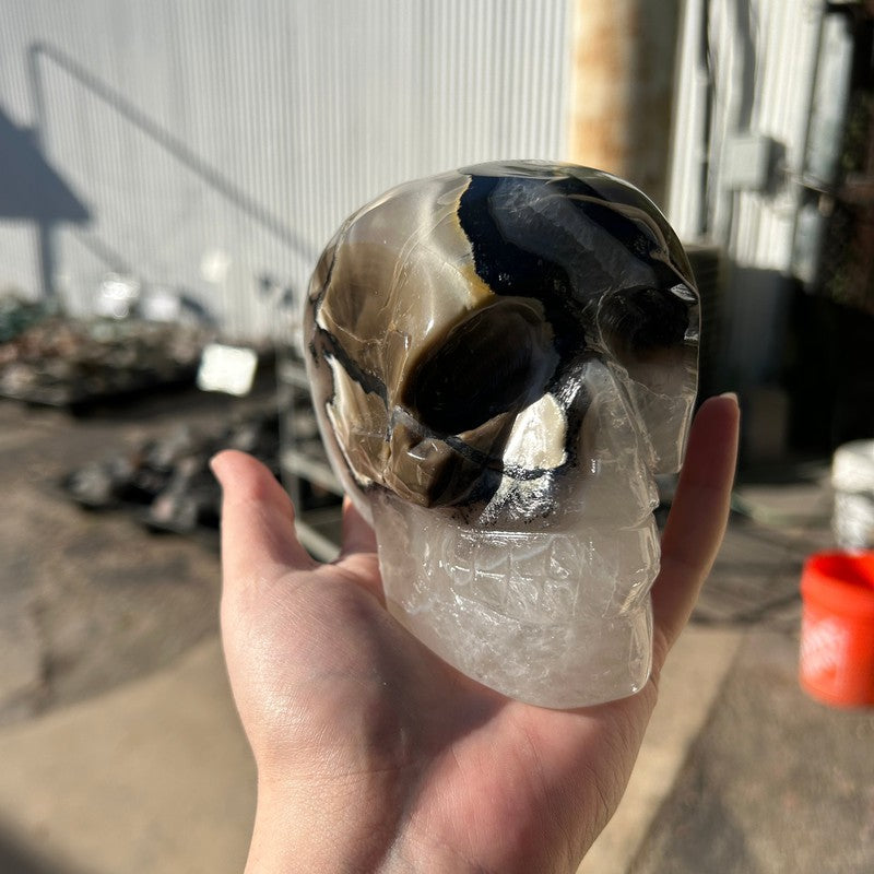 Large Agate With Quartz Skull