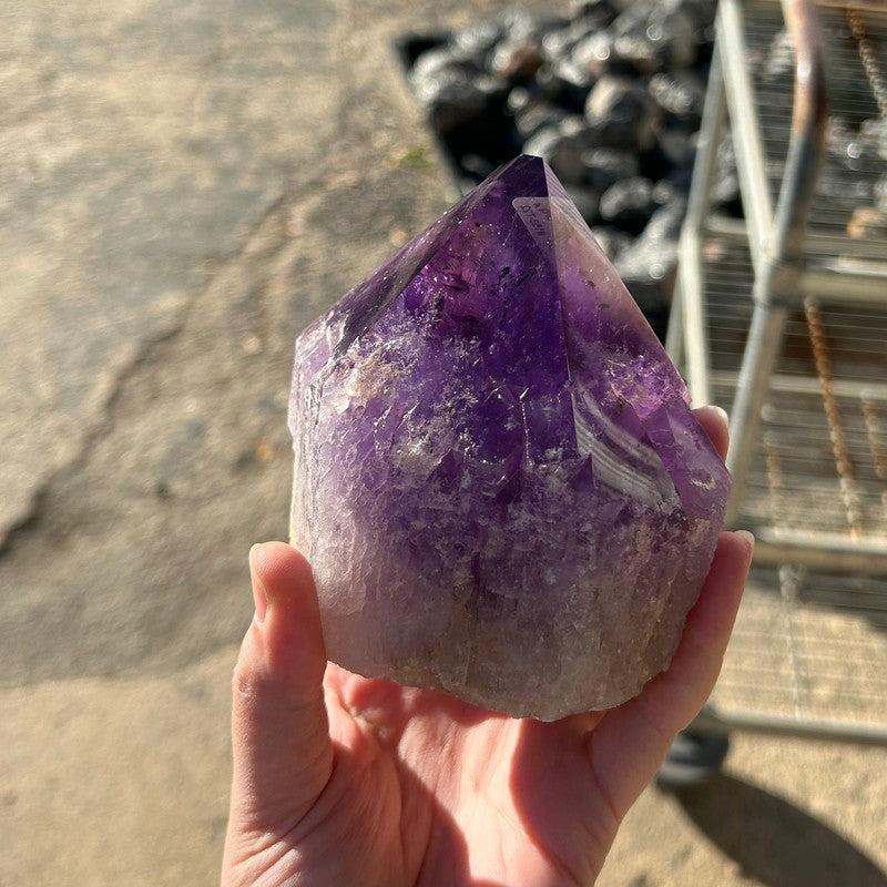 Large Half Polished Amethyst Cut Base Points-Nature's Treasures
