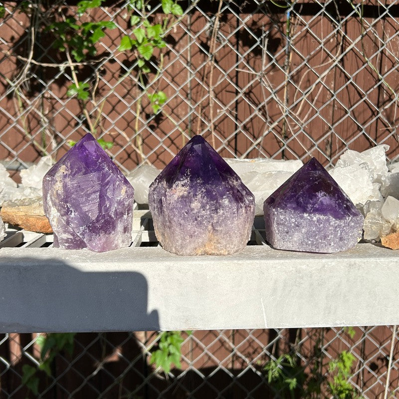 Large Half Polished Amethyst Cut Base Points-Nature's Treasures