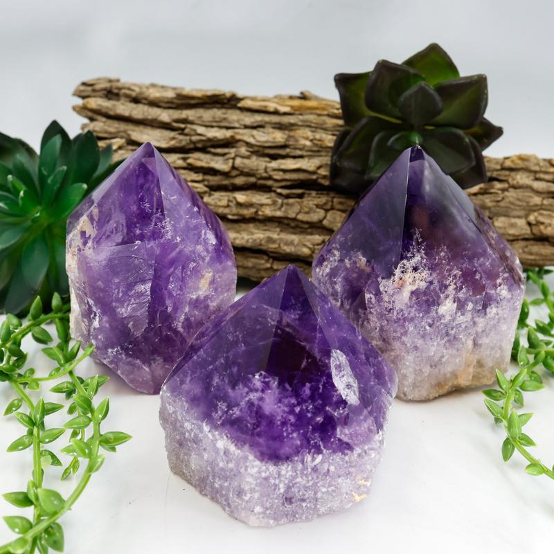 Large Half Polished Amethyst Cut Base Points-Nature's Treasures