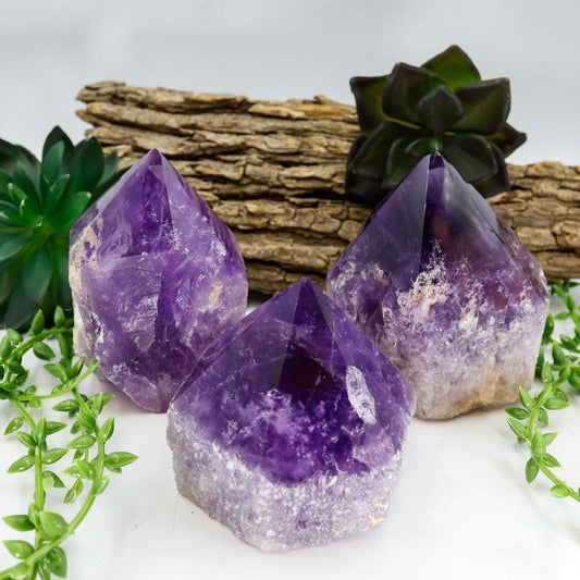 Large Half Polished Amethyst Cut Base Points-Nature's Treasures