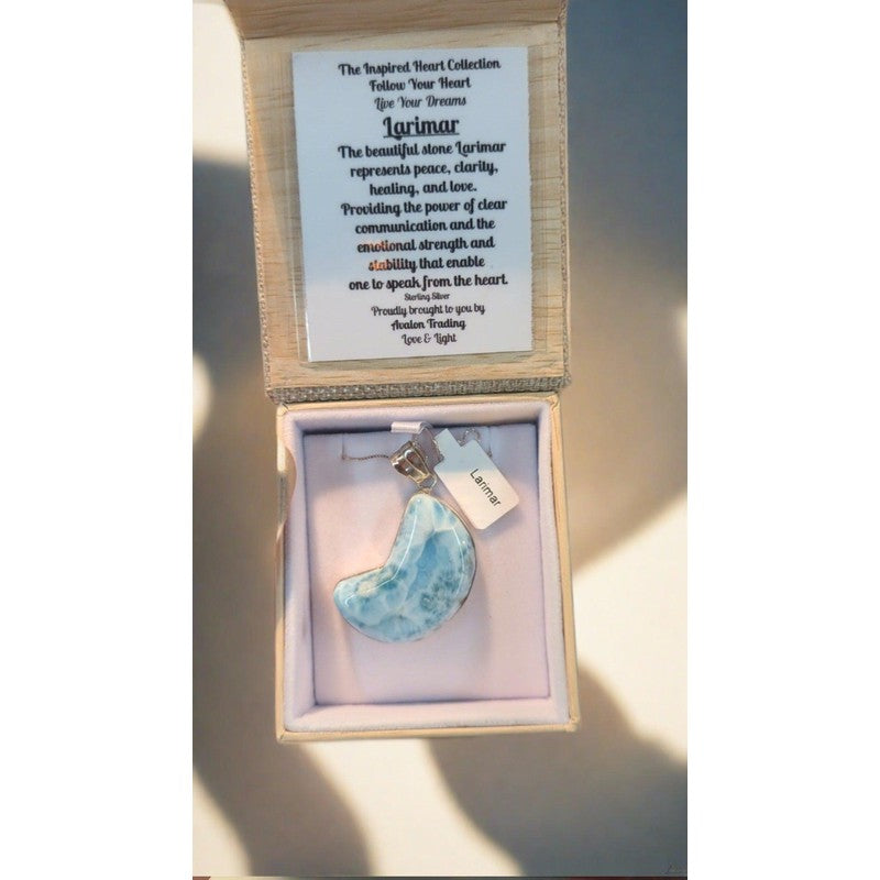 Larimar Crescent Moon Pendant Box Set-Nature's Treasures