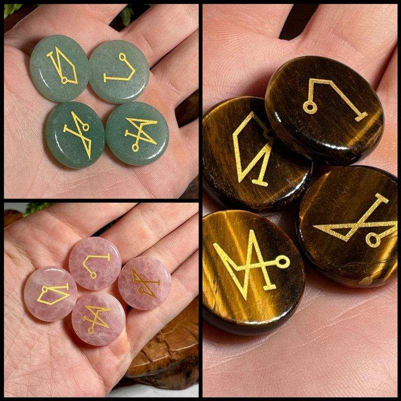 Lazier Etched Archangel Sigil Symbol Stone Set| Healers, Beginners-Nature's Treasures