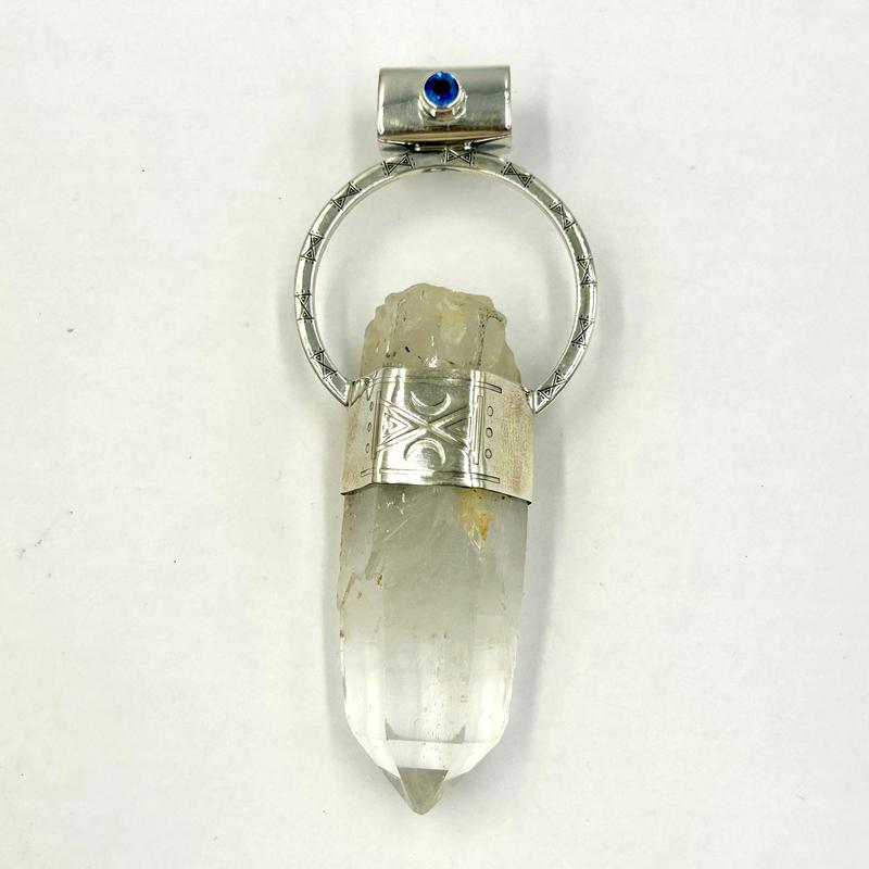 Lemurian Quartz Point With Faceted Kyanite Pendants || .925 Sterling Silver-Nature's Treasures