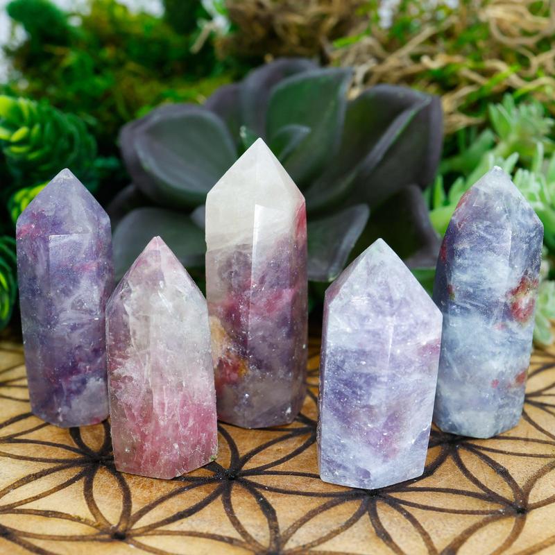 Lepidolite In Tourmaline Tower Points || Unicorn Stone-Nature's Treasures
