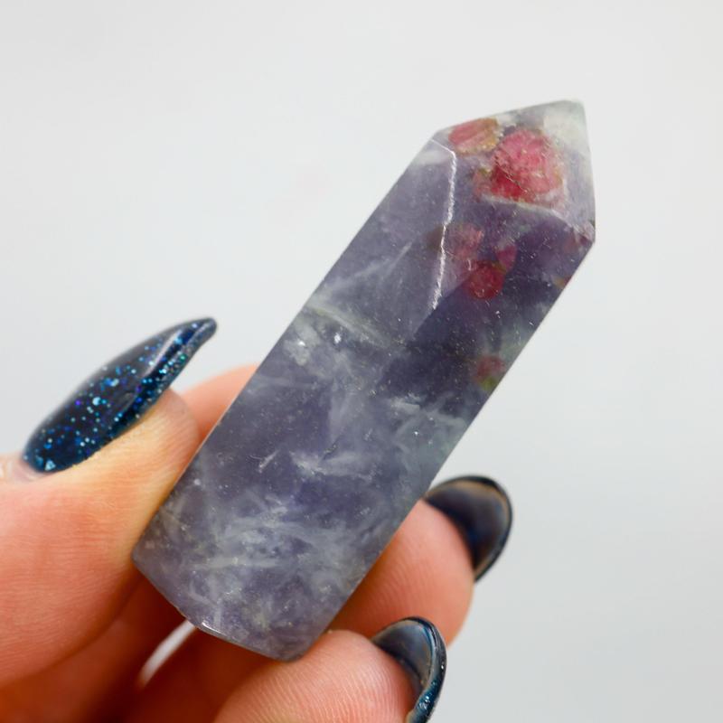 Lepidolite In Tourmaline Tower Points || Unicorn Stone-Nature's Treasures