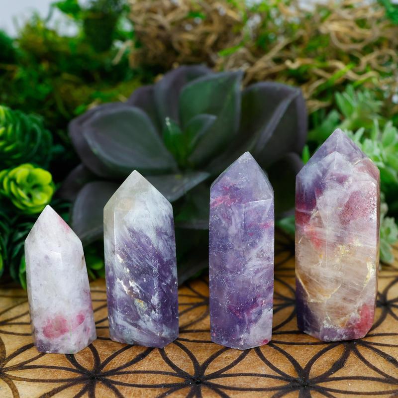 Lepidolite In Tourmaline Tower Points || Unicorn Stone-Nature's Treasures