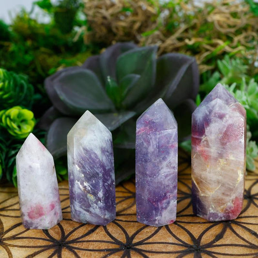 Lepidolite In Tourmaline Tower Points || Unicorn Stone-Nature's Treasures