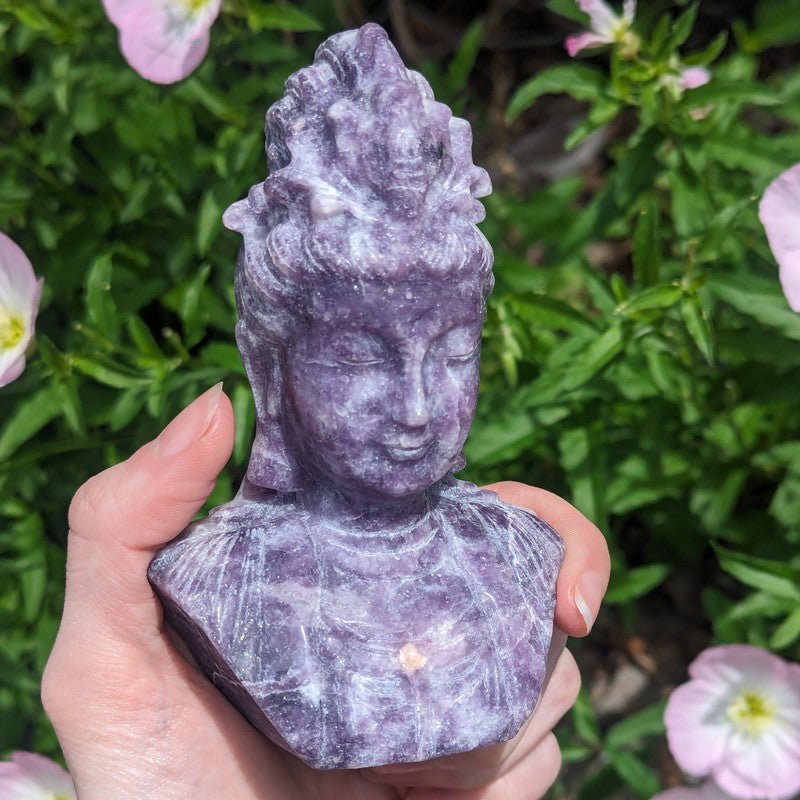 Lepidolite Quan Yin Bust Carving-Nature's Treasures