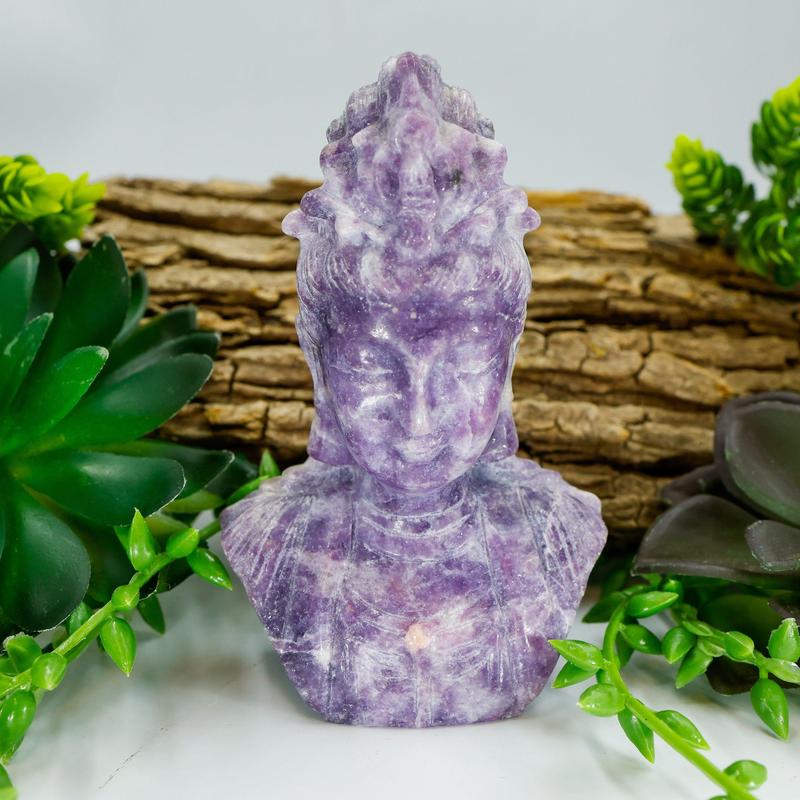 Lepidolite Quan Yin Bust Carving-Nature's Treasures