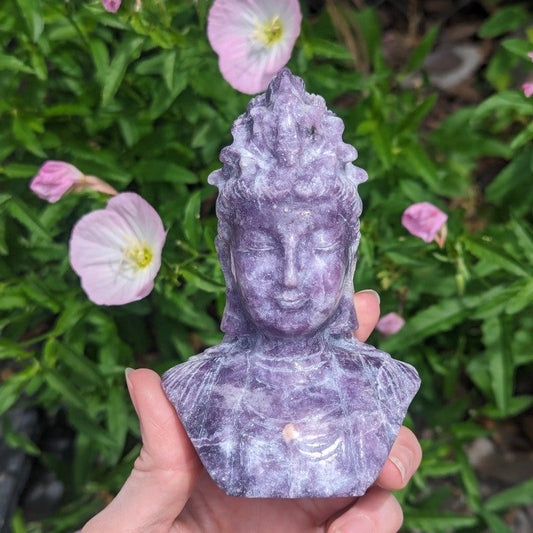 Lepidolite Quan Yin Bust Carving-Nature's Treasures
